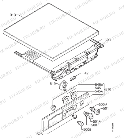 Взрыв-схема стиральной машины Zanussi FJS1282V - Схема узла Command panel 037